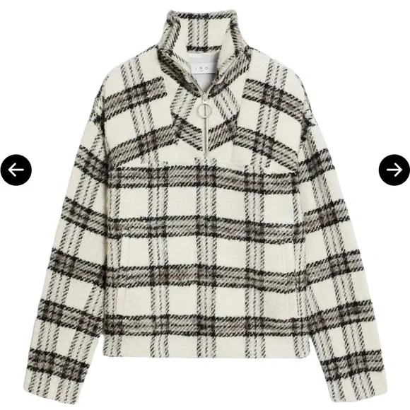 IRO Paris Bika Checked Wool-Blend Half-Zip Sweater Plaid NWT Size 38 - Picture 14 of 16